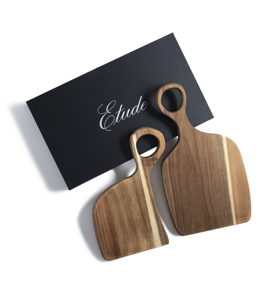 Wood Charcuterie boards in Etude gift box