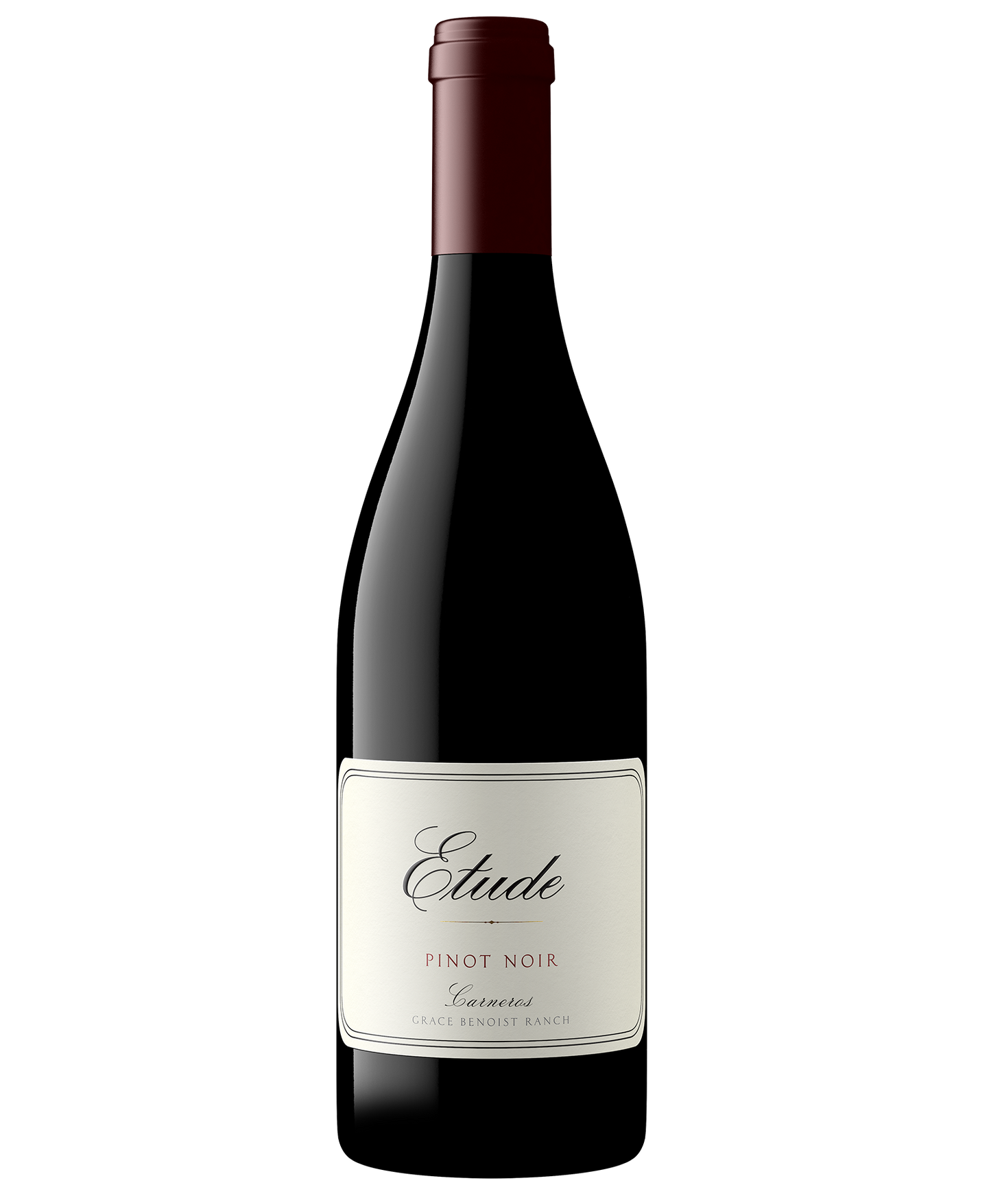 A bottle of Etude Grace Benoist Ranch Carneros Pinot Noir.