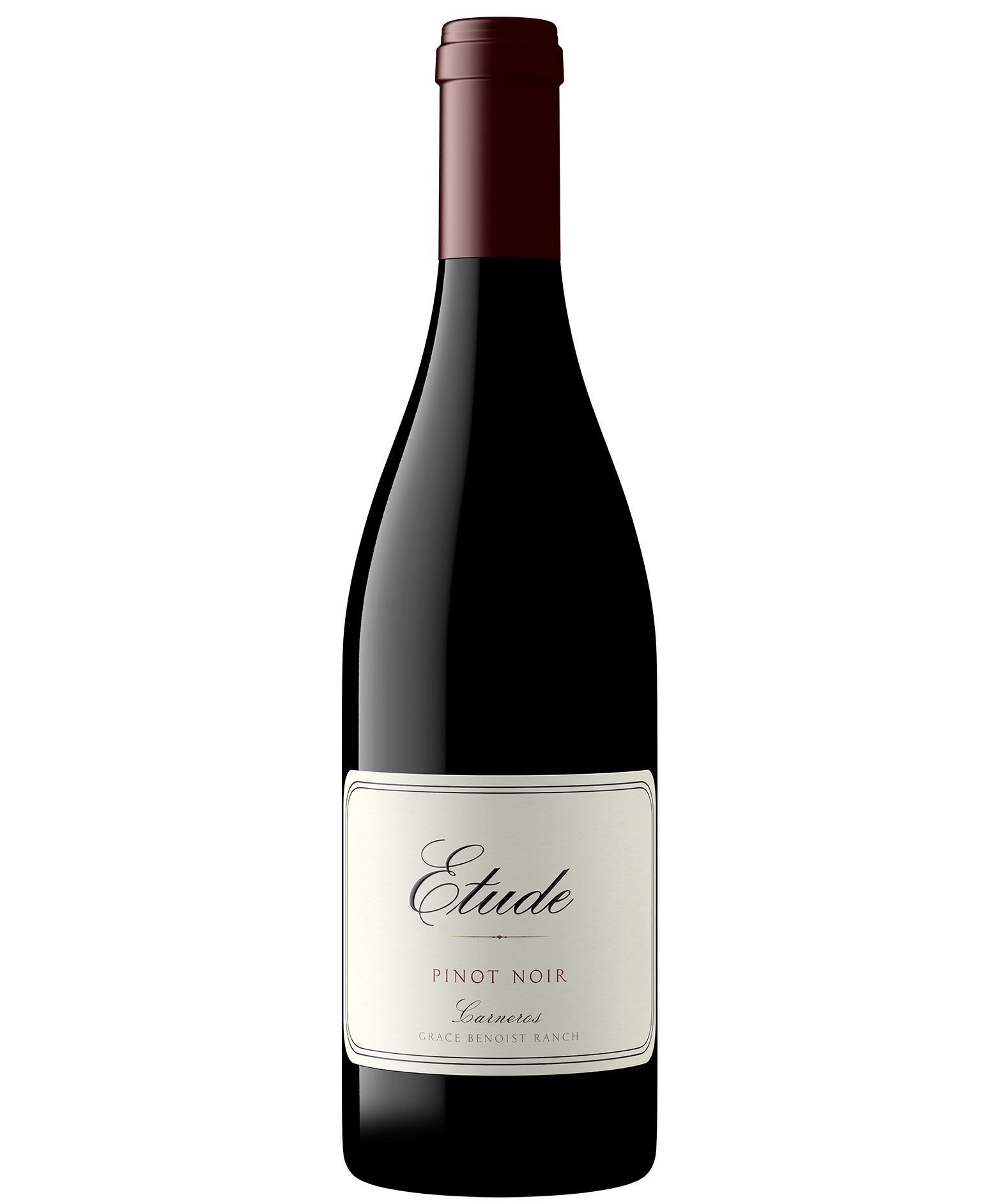 A bottle of Etude Grace Benoist Ranch Carneros Pinot Noir.