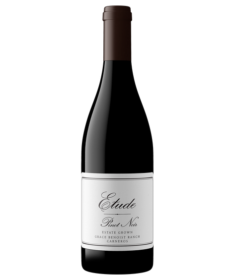 A bottle of Etude Grace Benoist Ranch Carneros Pinot Noir.