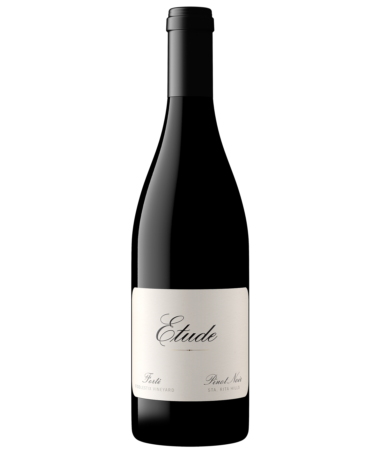 A bottle of Etude Forte Pinot Noir from Fiddlestix Vineyard in the Sta. Rita Hills