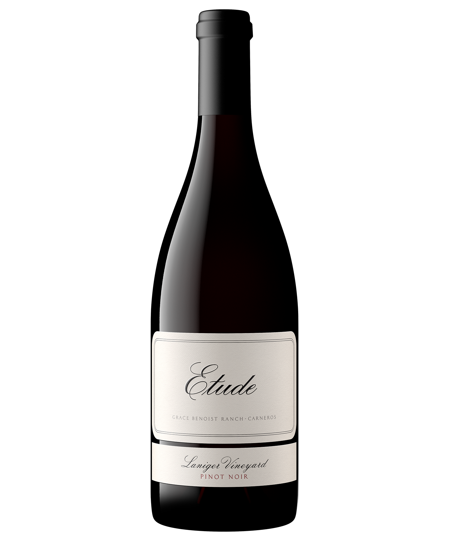 A bottle of Etude Laniger Vineyard Pinot Noir Grace Benoist Ranch in Carneros