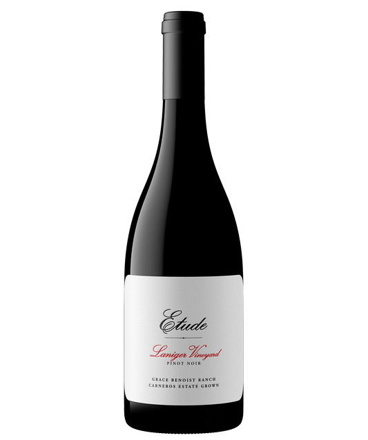 A bottle of Etude Laniger Vineyard Pinot Noir Grace Benoist Ranch in Carneros